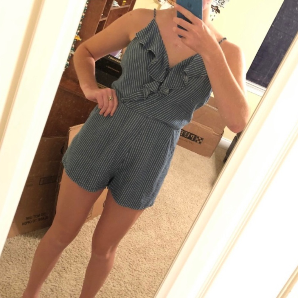 Blue Pinstripe romper